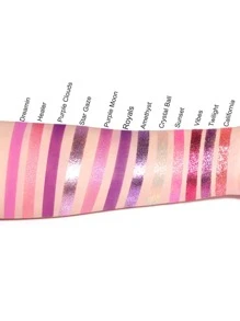 Paleta de sombras de ojos brillantes de 12 colores, Paleta de maquillaje rosa púrpura, Paleta de sombras de ojos brillantes en polvo de sirena brillante - Morado - Ver 6