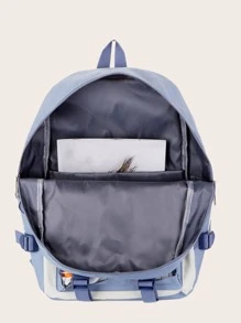 5pcs/set Decorative College Style Kid's Combination Bag With Pendant - Blue - View 5