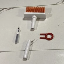 1pc White & Red Multifunctional 5 In 1 Cleaning Brush With Key Puller And Plastic Keycap Removing Tool, Plastic Cleaning Tool Set For Cleaning Pc, Airpods, Earphones, Tablet, Keyboard And Laptop - Red and White - View 2