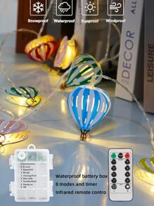 1pc New Hot Air Balloon LED String Light With Remote Control, Christmas Decorative Fairy Light - Multicolor - View 1