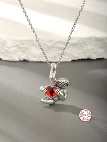 1 Miếng Dễ thương Bạc 925 Retro Hoạt hình Con khỉ Vòng cổ mặt dây chuyền , Thích hợp Đối với phụ nữ Như A Qủa tặng Đối với Lễ hội Và Mặc hàng ngày - Nhiều màu - Xem 1