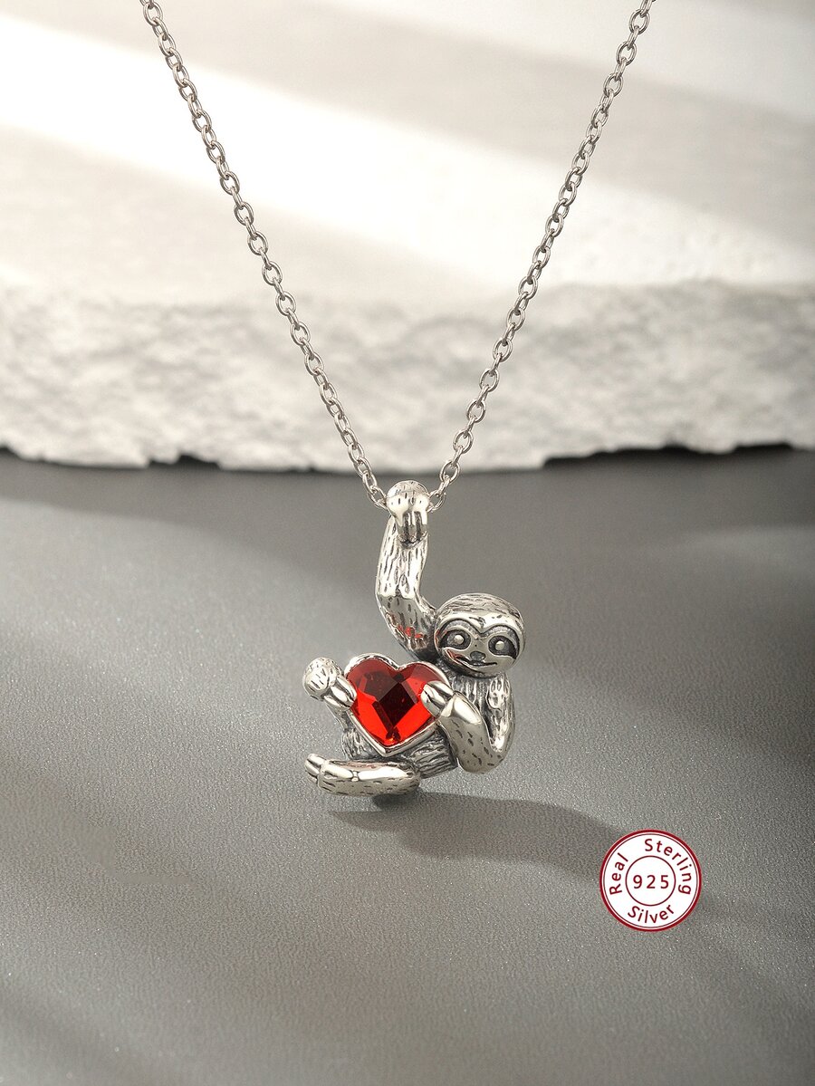 1 Miếng Dễ thương Bạc 925 Retro Hoạt hình Con khỉ Vòng cổ mặt dây chuyền , Thích hợp Đối với phụ nữ Như A Qủa tặng Đối với Lễ hội Và Mặc hàng ngày - Nhiều màu - Xem 1