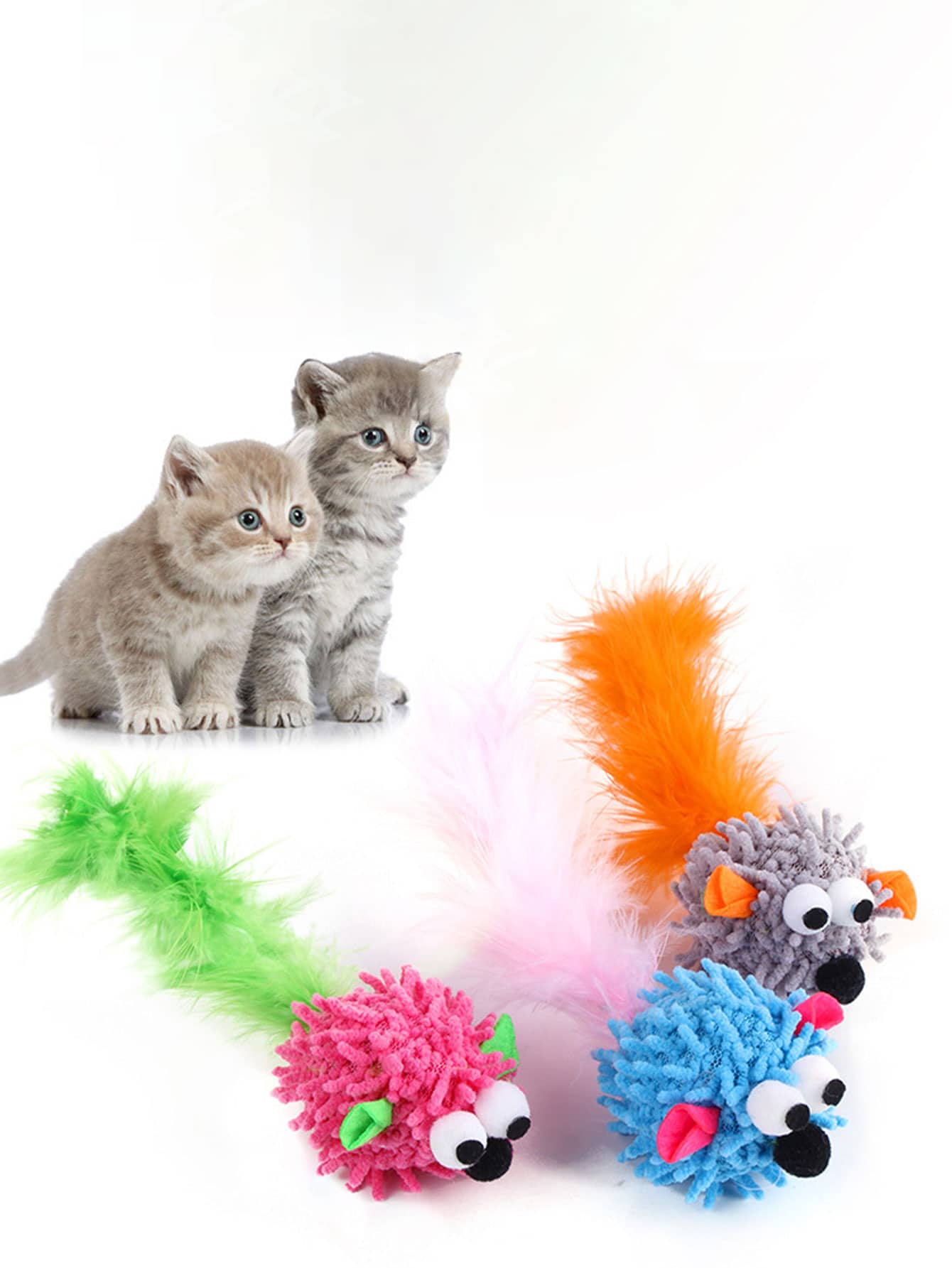 Pet Cat Toy, Mouse On A String With Colored Plush Handle - For Interactive Playtime, Random Color - Multicolor - View 1