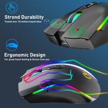 HXSJ 1pc 2.4g Wireless Mouse With Rgb Lighting, Rechargeable, Adjustable 4800dpi, Usb Plug-and-play, Optical Mouse For Gaming, Home And Office