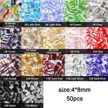 50入組4x8mm Ab色長方形玻璃水晶珠,可diy製作珠寶 - 1#混色 - 查看 2