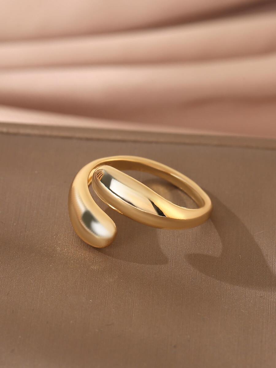1pc Copper Vintage Open Teardrop Ring, Perfect For Dating Gift - Yellow Gold - View 1