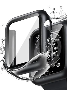 1入組黑色手錶殼帶玻璃適用於Apple Watch在尺寸49mm,45mm,44MM,42mm,41mm,40mm,和38mm - 黑色 - 查看 1