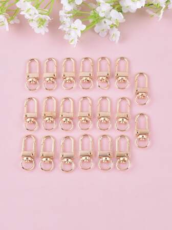 Lot de 20 mousquetons en métal pour porte-clés, boucle pivotante pour porte-clés pour la création de bijoux DIY et accessoires de chaîne porte-clés