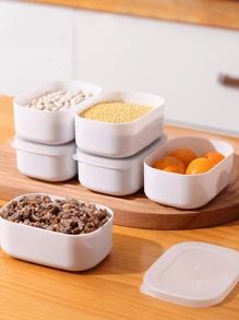 1pcs-3pcs-5pcs混合谷物分格蔬菜冰箱保鲜盒微波炉便当盒办公室零食水果PP分隔盒厨房圣诞礼物 - 白色 - 查看 9