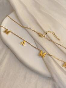 Nooxian 1pc Women's Stainless Steel Mama Letter Necklace, Great Mother's Day Gift