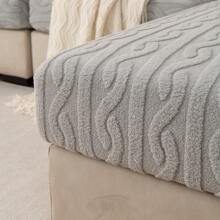 1pc Soft Jacquard Stretch Sofa Slipcover - Light Grey - View 3