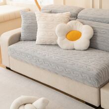 1pc Soft Jacquard Stretch Sofa Slipcover - Light Grey - View 6