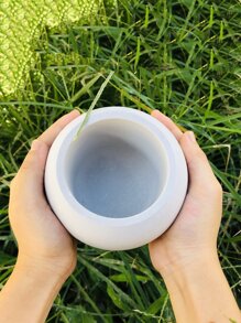 1pc Circular Cement Candle Holder Silicone Mold For Making Concrete Flowerpot, Pencil Holder, Gypsum Crafts - White - View 4