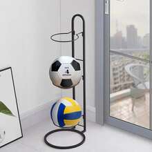 Basketball Storage Rack Three-layer Can Place Soccer With Easy Install Carbon Steel Indoor Household Football Storage Rack In Black And White - Black - View 3