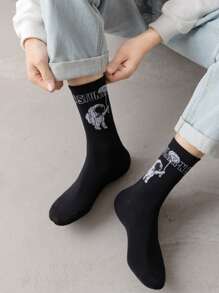 8pairs Men's Plain Creative Funny Expression Pattern Mid-Calf Socks - Multicolor - View 6