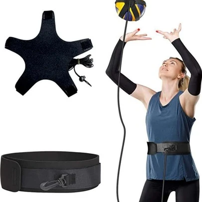 1 Set: 5-Claw Ball-Holding Gloves + 1.8M High-Elastic Rope + Breathable Sweat-Absorbent Waistband, Adult Volleyball/Soccer Training Ball Juggling Equipment, Suitable For Beach, Indoor And Outdoor Use