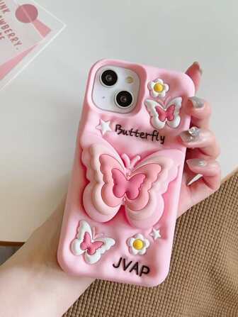 时尚新款 3D 硅胶蝴蝶多功能支架防摔手机壳保护套，17 系列