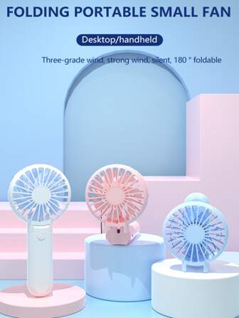 1pc Rechargeable Usb Fan With 3-level Foldable Adjustable Wind Speed And Handheld Portable Feature