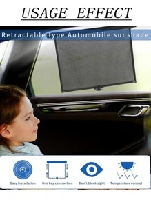 1入組遮陽卷簾窗簾遮光窗簾吸盤免打孔收縮式窗口廚房卷簾用於臥室 - 黑色 - 查看 4