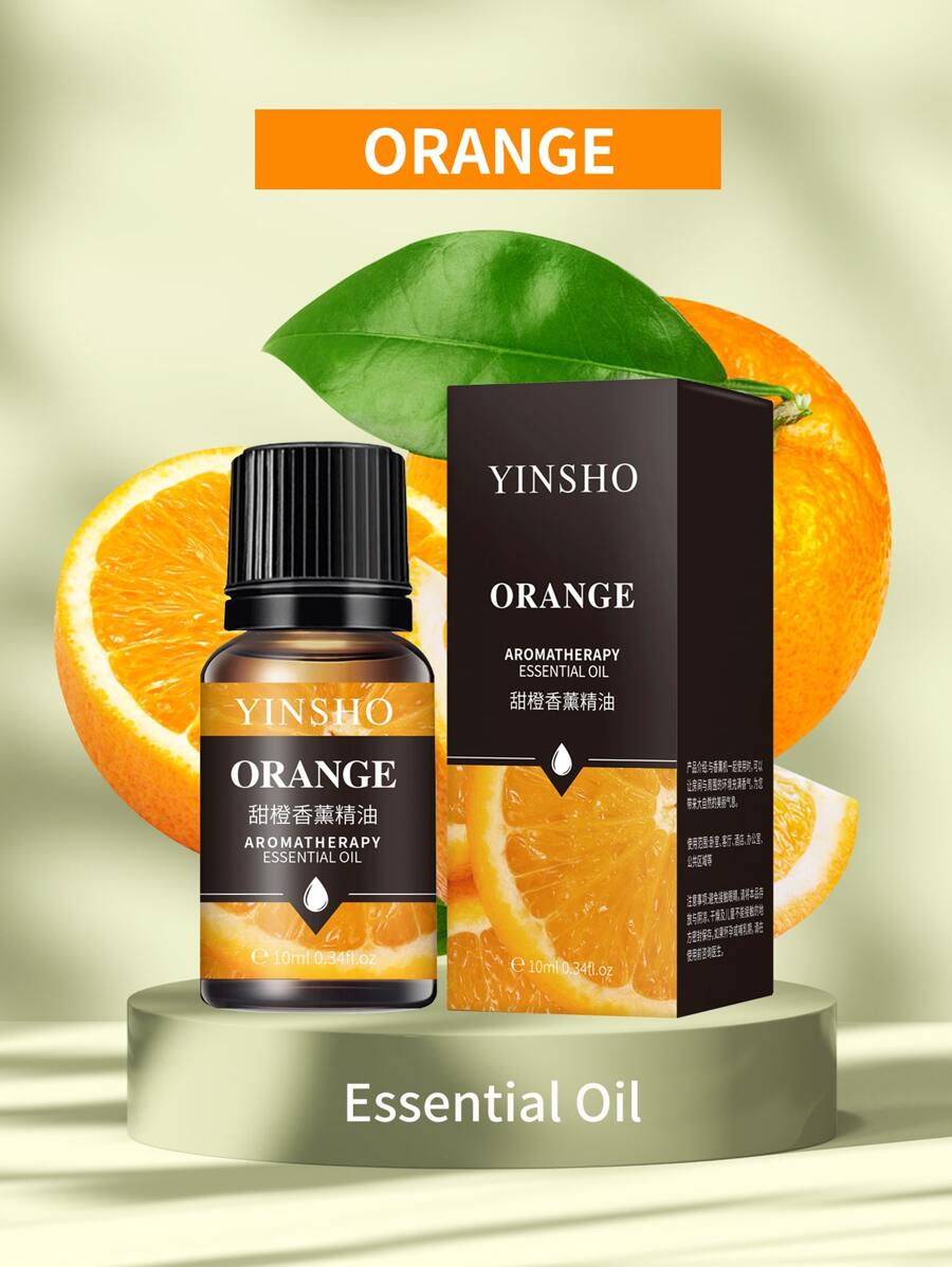 1入甜橙香味芳香薰衣草精油,含擴香石、木質、蠟燭、加濕器,適用於家用或汽車使用 - 亮橙色 - 查看 1