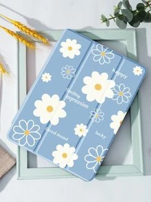 花卉图案保护壳，适用于带笔架的 iPad，支持自动睡眠/唤醒盖 - 彩色 - 查看 2