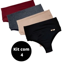 kit com 4 Calcinha cinta Vivi pala compressão pós parto prende barriga suplex cós - Multicolorido - Visão 1