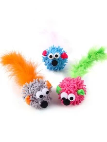 Pet Cat Toy, Mouse On A String With Colored Plush Handle - For Interactive Playtime, Random Color - Multicolor - View 3