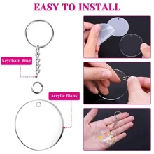 10 Bộ Màu bạc Dạng hình tròn Acrylic trong suốt Móc chìa khóa Bộ dụng cụ Bao gồm Acrylic Trống Móc chìa khóa , , Hoàn hảo Đối với DIY Vinyl Dự án - bạc - Xem 3