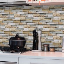 7pcs 3d Vinyl Self Adhesive Wall Tile Sticker With Imitation Stone Effect, Home Decor For Kitchen, Bathroom 5.5x11 Inches - Multicolor - View 8
