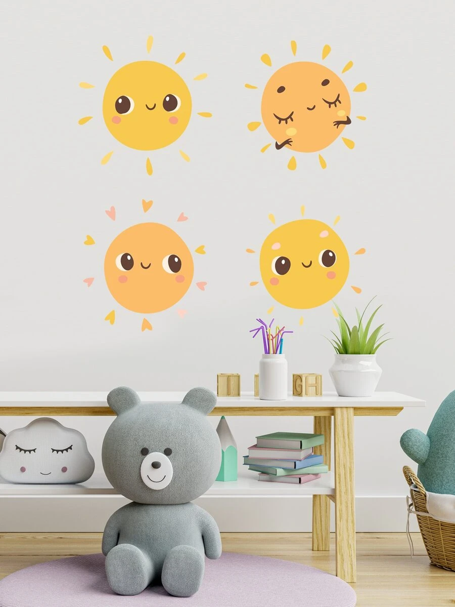 1pc Cartoon Sun Pvc Self-adhesive Wall Sticker For Children's Room Decoration - Multicolor - View 1