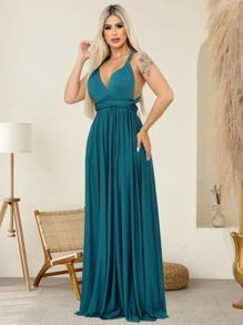 Women Dresses - Màu xanh lá cây đậm - Xem 4