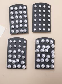 12 cặp Nửa vong Trắng Ngọc trai Giả Bông tai stud Đối với phụ nữ , Qủa tặng - Nhiều màu - Xem 1