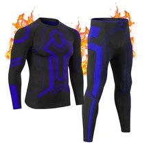 Mens Seamless Thermal Underwear Set Compression Base Layer Fleece Long Johns Warm Set for Skiing Running Outdoor Sports - Grey - View 7