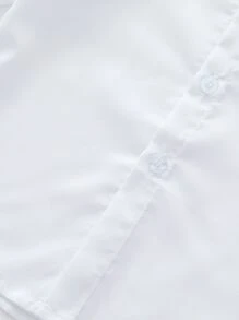 Baby Boy White Button-Front Long Sleeve Shirt With Turn-Down Collar, Gentleman Style, Suitable For Daily, School, Activities And Festival Match - White - View 3