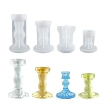 Vertical Stripe Vintage Candle Holder Silicone Mold - White - View 1