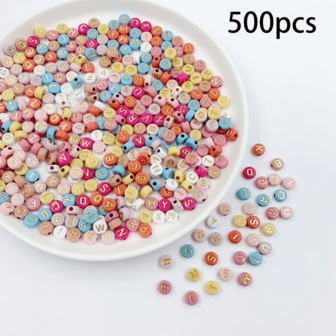 500 piezas 7mm de colores con letra rosario para DIY collares