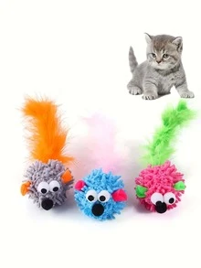 Pet Cat Toy, Mouse On A String With Colored Plush Handle - For Interactive Playtime, Random Color - Multicolor - View 2