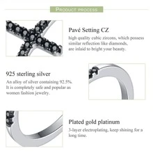 WOSTU 1 Miếng Phổ biến nhất 925 sterling bạc Vượt qua Hình dạng Ngón tay Nhẫn Đối với phụ nữ , Đen Trong sáng CZ Bạc nguyên chất Đồ trang sức Qủa tặng - Bạc - Xem 7