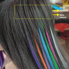 20 Roots Rainbow Synthetic I-Tip Hair Extension Fake Colorful Pink Hair Pieces Accessories For Women Without Clips - Royal Blue - View 7