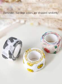 3 pièces/lot Bandage élastique auto-adhésif non tissé respirant avec motif de fruits de couleur aléatoire pour salon de manucure pour femmes, filles, enfants. Conception d'ongles DIY pour salon à domicile, fournitures pour ongles, outils pour ongles, outils pour nail art, rentrée scolaire, ongles, outils pour faux ongles