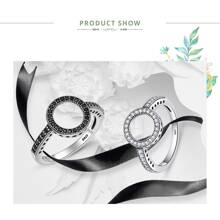 WOSTU 1 pieza 100% Genuino Anillo de Plata de Ley 925 con 2 Colores Zirconia Cúbica Redonda Transparente Eterna para Mujeres, Joyería de Plata Auténtica SCR112