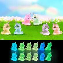 6pcs/Set Miniature Landscape Creative Animal Cartoon Unicorn Figurines Diy Car Accessories Night Light Doll Best Gifts Birthday