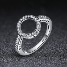 WOSTU 1 pieza 100% Genuino Anillo de Plata de Ley 925 con 2 Colores Zirconia Cúbica Redonda Transparente Eterna para Mujeres, Joyería de Plata Auténtica SCR112