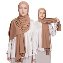 1pc Convenient Jersey Hijab In Solid Color, Sweat-absorbent Headscarf For Women - Camel - View 1