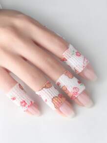 3 pièces/lot Bandage élastique auto-adhésif non tissé respirant avec motif de fruits de couleur aléatoire pour salon de manucure pour femmes, filles, enfants. Conception d'ongles DIY pour salon à domicile, fournitures pour ongles, outils pour ongles, outils pour nail art, rentrée scolaire, ongles, outils pour faux ongles