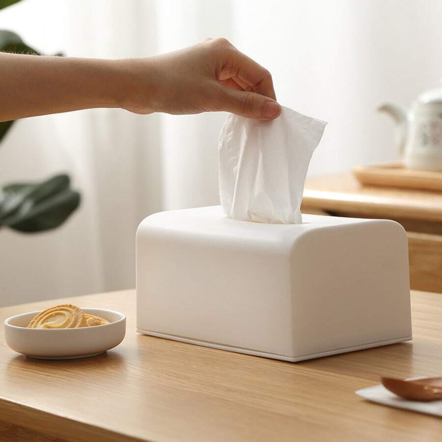 1 Miếng Phong cách Đơn giản Gỗ tự nhiên Màu sắc Hộp khăn giấy , Cong Thiết kế Bàn Hộp khăn giấy Với Có thể tháo rời Nắp - trắng - Xem 1