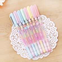 Set de 6 piezas de artículos de papelería de colores tipo caramelo coreanos que incluye 6 colores de bolígrafos de acuarela, de vuelta a la escuela