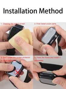 1入組黑色手錶殼帶玻璃適用於Apple Watch在尺寸49mm,45mm,44MM,42mm,41mm,40mm,和38mm - 黑色 - 查看 5