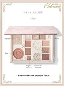 COLORROSE Embossed Makeup Palette, Matte & Pearlescent Eyeshadow Powder Palette, High Color Payoff, Long-Lasting Shimmer Eyeshadows, Smooth & Lightweight, With Mirror, Highlighter, Contour & Blush Multi-Functional Makeup Palette - 1083杏仁奶茶 - 查看 7