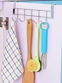 Suporte Cabide C/5 Ganchos De Ferro Organizador Multiuso - Prata - Visão 3